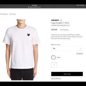 Comme des garçons white t-shirt with black heart